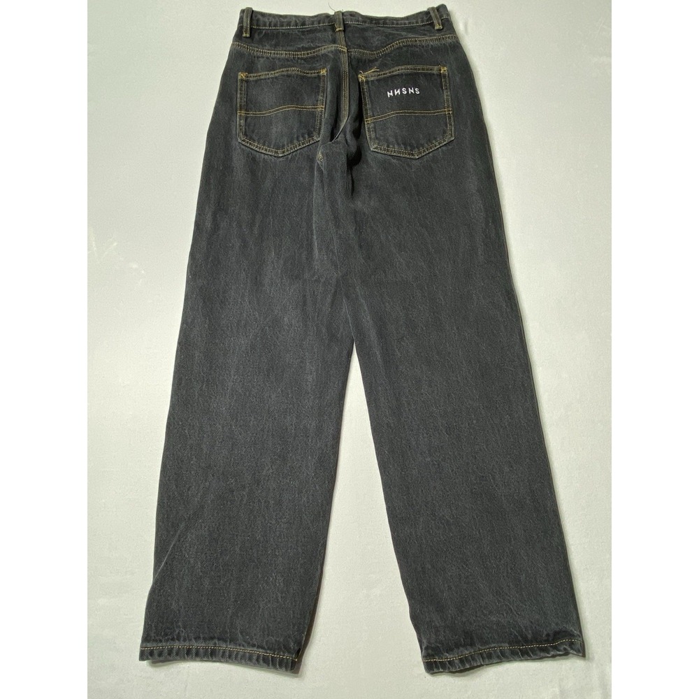 NNSNS Bigfoot Jeans 28x28 Black Baggy Skate Denim Embroidered Y2K - Picture 7 of 8